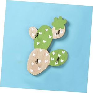 Porte-clés mural personnalisable en bois, organisateur mignon en forme de cactus, crochets pour clés de cuisine, usage domestique, vente en gros - Product Image 2