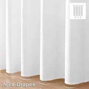 Luxury White Extra Long 3D Embossed Textured Fabric Shower Curtain 72 X 84 Inch For Hotel Spa Bathroom