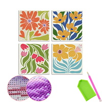 ORFON Groothandel Abstracte Bloem Diamant Schilderij Kit 4 Patronen Moderne Bloemmotieven 5D DIY Diamant Kunst voor Volwassenen Huisdecoratie