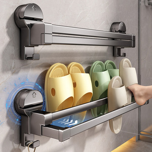 Étagère de rangement télescopique à ventouse pour salle de bain, 2 niveaux, rétractable, sans perçage, avec fixation par ventouse - Product Image 1
