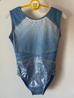 Justaucorps de gymnastique sans manches pour filles, bleu mystique, haute qualité, en Spandex/Nylon, imprimé par décharge
