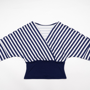 Viviblook J26TP416 – pull à col en v pour femme, haut rayé avec patchwork aux épaules et à la taille, nouvelle collection automne - Product Image 6