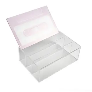 Caixa de armazenamento com bloqueio de cores com 3 compartimentos para impressão UV personalizada de fábrica Caixa de acrílico transparente com tampa de dobradiça