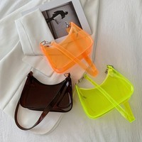 Nouvel Arrivage Sac à Main Portable pour Femme en PVC Transparent Imperméable Motif Bonbons, Idéal Plage et Été, Recyclable