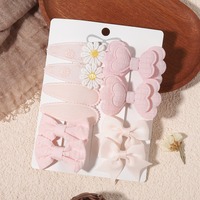 Set Jepit Rambut Anak Perempuan Manis Lucu dengan Pita dan Bunga Daisy dari Kain Buatan Tangan, Warna Solid, Perhiasan Anak