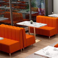 Ensemble de canapé orange et table en marbre de style moderne et luxueux pour café, restaurant, pâtisserie, mobilier commercial personnalisable