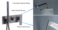 Ensemble de robinetterie thermostatique en laiton pour douche, avec pommeau rond à double poignée et 2 fonctions (pluie et massage), pour système de salle de bain contemporain