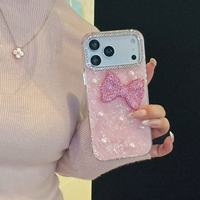 Coque de téléphone portable pour iPhone 17, motif papillon et perles, coque IMD anti-chute avec strass et diamants, protection rigide