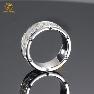 힙합 테니스 반지 8mm 트랙 설정 925S 도금 골드 링 모산 다이아몬드 여자 남자 아이스 아웃 Moissanite 쿠바 반지 고급 보석 - Product Image 3