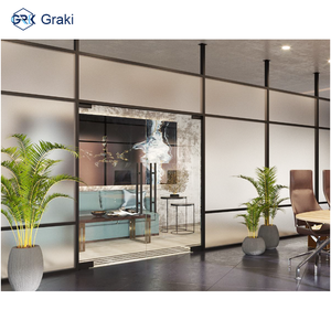 Graki Modern <strong>Office</strong> Glass <strong>Wall</strong> <strong>Partitions</strong> Aluminum Soundproofing Eco-Friendly &amp; Durable 83mm Commercial <strong>Office</strong> Furniture - Product Image 2