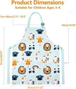 Tablier de cuisine imperméable en polycoton enduit pour enfants, durable, pour la pâtisserie, la peinture et les activités artistiques - Product Image 2