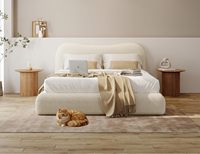 Cadre de lit rembourré en tissu Teddy Boucle, tailles Queen et King, personnalisable, mobilier de chambre OEM, vente en gros