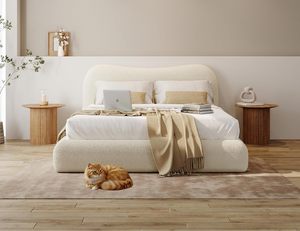 Letto Moderno in Tessuto Bouclé Teddy, Design Imbottito, Materiali Ecologici, Varie Dimensioni, Vendita all'Ingrosso - Product Image 2