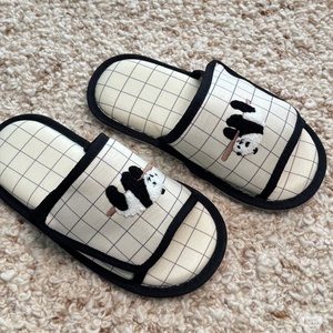 Nuovo stile all'ingrosso cotone a scacchi Panda in cotone a punta aperta <span class=keywords><strong>pantofole</strong></span> per le donne e gli uomini - Product Image 6