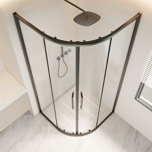 Cabines <span class=keywords><strong>de</strong></span> <span class=keywords><strong>douche</strong></span> coulissantes en aluminium noir <span class=keywords><strong>de</strong></span> style lot, avec cadre en verre trempé, pour hôpitaux et hôtels - Product Image 4