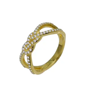 Luxury Jewelry Eternal Love Knot 9K 14K 18K 22K Gold Plated Women Engagement Wedding CZ Ring