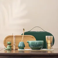 YUBIN Ensemble de 8 pièces en porcelaine de style chinois, écologique, résistant à la chaleur, comprenant un bol à matcha, un agitateur, un support et un mini diffuseur d'arômes en forme de chat
