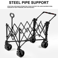 Chariot de camping pliable télescopique haut de gamme en acier au carbone avec poignée, en tissu Oxford 600D, pour pique-nique extérieur, remorque de stand, capacité 200 kg