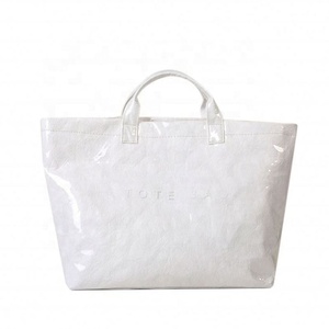 Bolsa de mano blanca de gran capacidad, impermeable, Pvc Dupont, Kraft lavado, artesanías de papel de moda con estilo de amor - Product Image 1