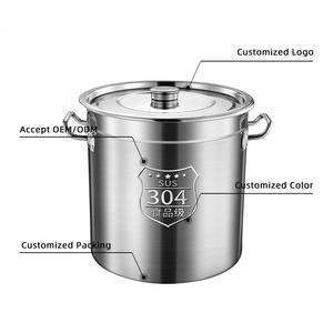 قدر كبير السعة من الفولاذ المقاوم للصدأ 304، وعاء للحساء، برميل لتخزين الطعام محكم الإغلاق مع غطاء، مناسب للغاز والحث الكهرومغناطيسي، تصميم أمريكي - Product Image 5