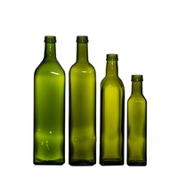 Bouteilles en verre d'huile d'olive de cuisine Marasca, vides, carrées et rondes, vert foncé, en vrac, 100 ml, 250 ml, 500 ml, 750 ml, 1 L