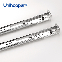 UNIHOPPER Rail de glissière de tiroir à trois sections en acier de 45mm Design de cadre américain Glissières de roulement à billes d'amortissement de tampon de Support arrière