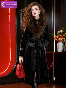 <span class=keywords><strong>Cappotto</strong></span> in Vera Pelliccia FMY con Collo in <span class=keywords><strong>Visone</strong></span> Patchwork per <span class=keywords><strong>Donna</strong></span> Invernale Ispessito Lunghezza Media <span class=keywords><strong>Cappotto</strong></span> Nobile 67889 - Product Image 2