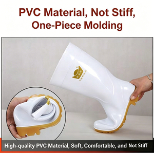 Bottes en PVC blanc faciles à nettoyer, semelle antidérapante à crampons profonds, résistantes aux taches, hygiéniques, pour cuisines grasses et usines de transformation alimentaire - Product Image 5