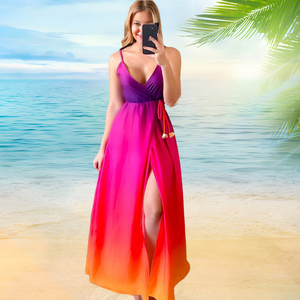 ชุดเดรสสายเดี่ยวผ้าชีฟองไล่สีสไตล์ยุโรปและอเมริกาสำหรับผู้หญิงแฟชั่นฤดูร้อน - Product Image 3