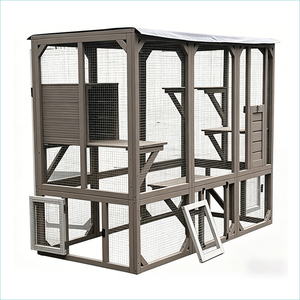 Venta al por mayor gran espacio jaula <span class=keywords><strong>para</strong></span> mascotas de madera al aire libre impermeable gato Villa casa con Gato árbol Torre gato parque infantil jaula - Product Image 6