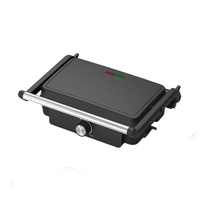 Grill panini électrique HUAQI 2 tranches 850W, en aluminium moulé sous pression, avec double voyant de prêtsur, plaque antiadhésive PTFE 23x14,5cm