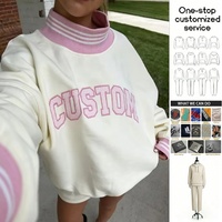 Ensemble confortable et personnalisé pour femme : Sweat-shirt oversize en molleton bouclette à imprimé pois et patchwork, col montant style universitaire, et short de détente