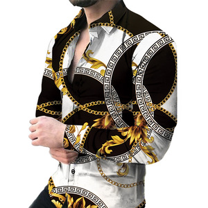 Chemise à Manches Longues Décontractée pour Homme Nouvelle Collection Printemps Impression Numérique 3D Motif Lettre <span class=keywords><strong>Taille</strong></span> Européenne - Product Image 1