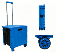 Chariot de courses pliable robuste avec 4 roues pivotantes à 360°, capacité 2 kg, pour le transport de marchandises en gros
