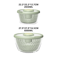 Déshydrateur manuel de fruits et légumes en verre pour cuisine, type presse, sécheuse rotative, grand récipient rotatif pour salade avec couvercle