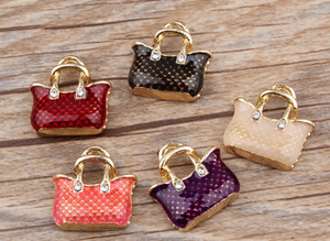 Various Color Enamel Lady Handbag Purse <strong>Charms</strong> Cute <strong>Bag</strong> Purse <strong>Charms</strong> for Bracelet Crystal Metal Handbag Jewelry Accessories - Product Image 6