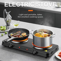 Cuisinière Électrique Portable en Acier Inoxydable avec Double Plaque de Cuisson Solide 1000W 220V, Cuisinière à Induction et 2 Brûleurs