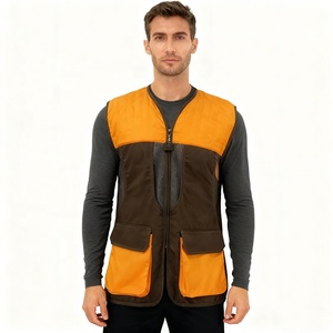 Gilet de pêche <span class=keywords><strong>et</strong></span> de <span class=keywords><strong>chasse</strong></span> multifonctionnel respirant réfléchissant orange avec matériau en polyester de poche - Product Image 1