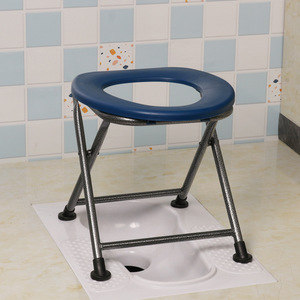 Tabouret de toilette portable pliable avec cadre en fer et patins antidérapants pour personnes âgées et femmes enceintes, utilisation dans la salle de bain - Product Image 1