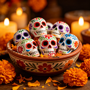 Exquisitas Calaveras de Azúcar Pintadas a Mano en Resina, Recuerdo <span class=keywords><strong>Mexicano</strong></span>, Adorno Vibrante para Mesa de Halloween, Regalo Cultural Tradicional - Product Image 4