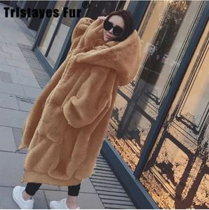 Cappotto da <span class=keywords><strong>Donna</strong></span> alla Moda in Ecopelliccia <span class=keywords><strong>Oversize</strong></span> Invernale Caldo Lungo con Cappuccio Reversibile Impermeabile Taglia XL in Tessuto Rex - Product Image 2