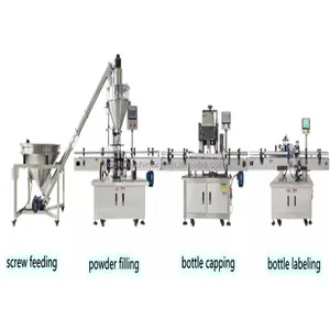 fully automatic powder small glass bottle vial washing filling and capping labeling machine production line