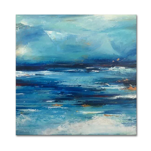 Mintura Dipinto a Olio Astratto 100% Fatto a Mano di Alta Qualità, Paesaggio Marino Blu con Cielo, Stampa su Tela a 6 Colori per Interni - Product Image 1