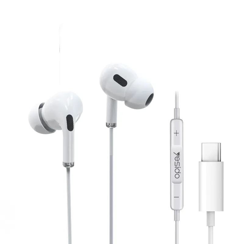 YESIDO Earphone Stereo In-Ear 9Mm, Sensitivitas Peredam Kebisingan, Kabel Olahraga dengan Mikrofon