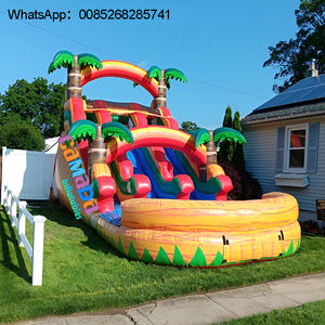 Les instruments gonflables de couleur de taille personnalisée rebondissent toboggan rouge dans la jungle pour s'amuser toboggan bleu de 18 pieds 20 pieds 22 pieds avec piscine - Product Image 5