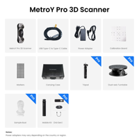 Scanner 3D Revopoint MetroY Pro pour l'impression 3D, couleur intégrale, précision jusqu'à 0,01 mm, scanner laser bleu industriel portable 34+15+1
