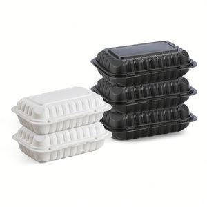 Contenants promotionnels 6x9 pouces biodégradables à charnière pour plats à emporter, boîte alimentaire jetable en plastique pour micro-ondes - Product Image 1