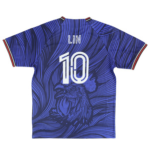 Camiseta Deportiva Personalizada de Fútbol para Adultos, 100% Poliéster, Azul Marino, Diseño de Gallo, Transpirable, Ligera y de Secado Rápido - Product Image 2