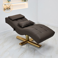 Table de massage et de soin des cils de luxe à base dorée, blanche, réglable en hauteur, incurvée, pour cosmétiques et soins du visage – Meilleure vente
