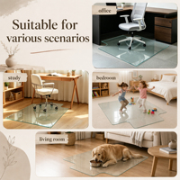 Tapis de chaise moderne en verre trempé transparent irrégulier 36x47 pouces, tapis de bureau, tapis pour sols en bois dur, maison, écologique, imperméable